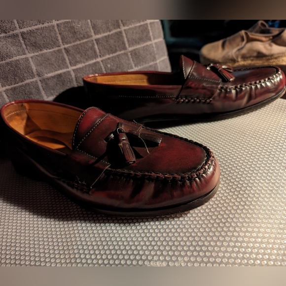 Johnston & Murphy 11.5 vintage tassel toe warm brown leather slip on loafers - Picture 4 of 8